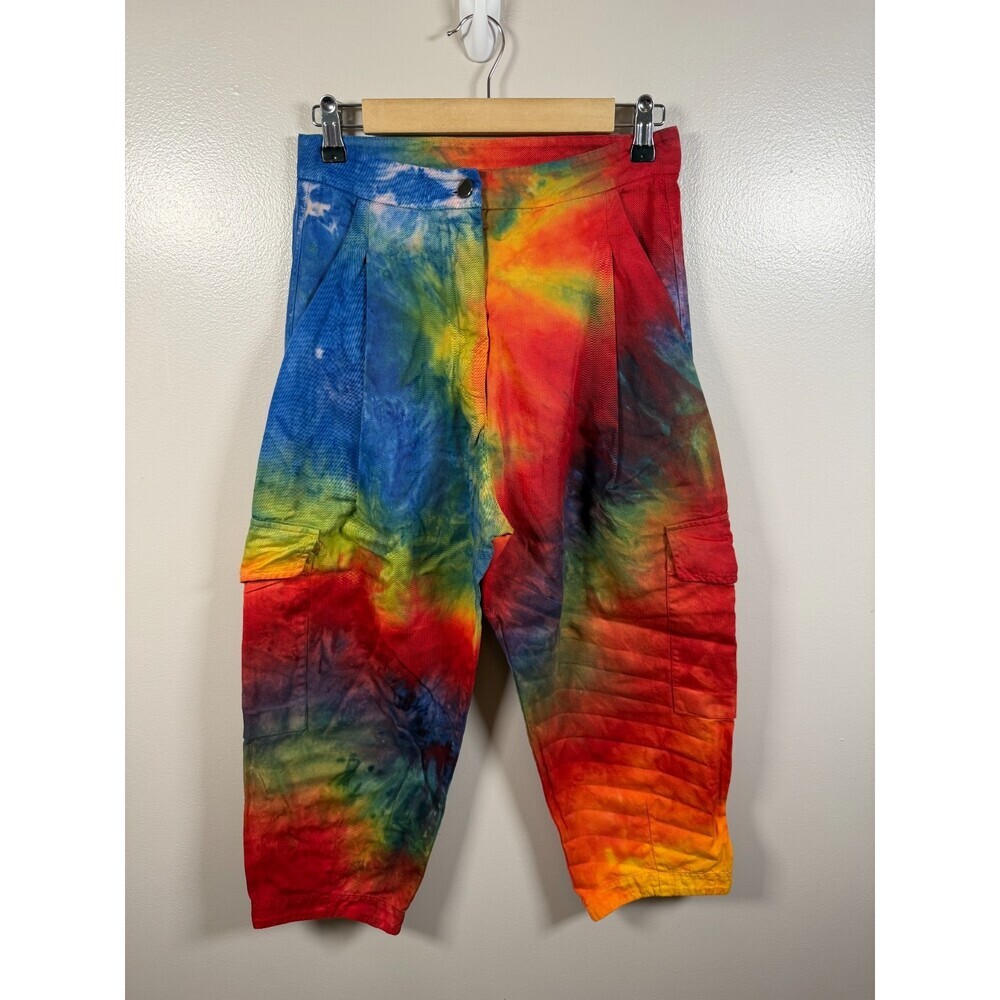 Mauna Kea Tie Dye Cargo Pants Size Small Streetwear Psychedelic Hippie Rainbow